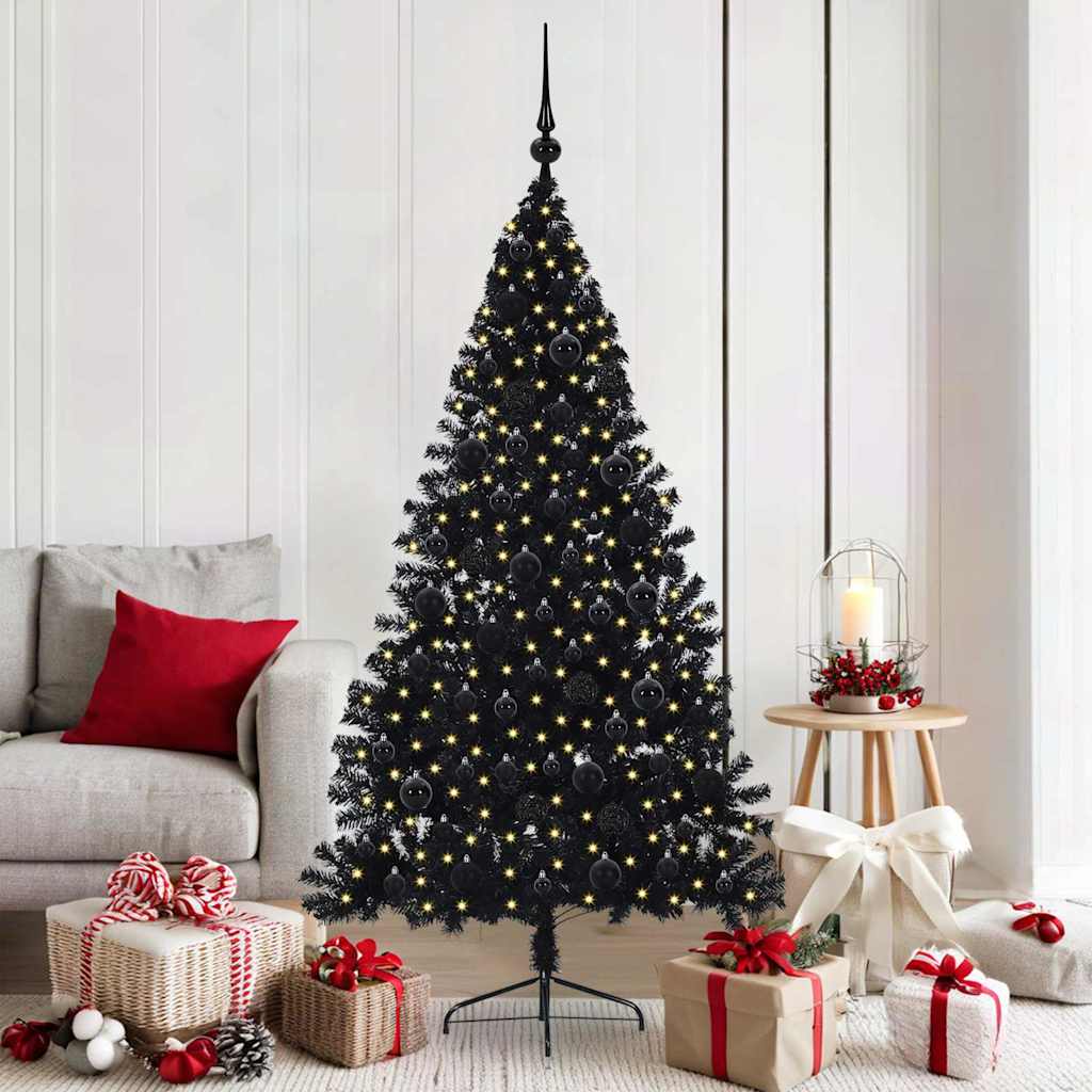 Künstlicher Vorbeleuchteter Weihnachtsbaum Pvc Schwarz
