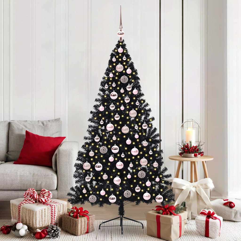 Künstlicher Vorbeleuchteter Weihnachtsbaum Pvc Schwarz