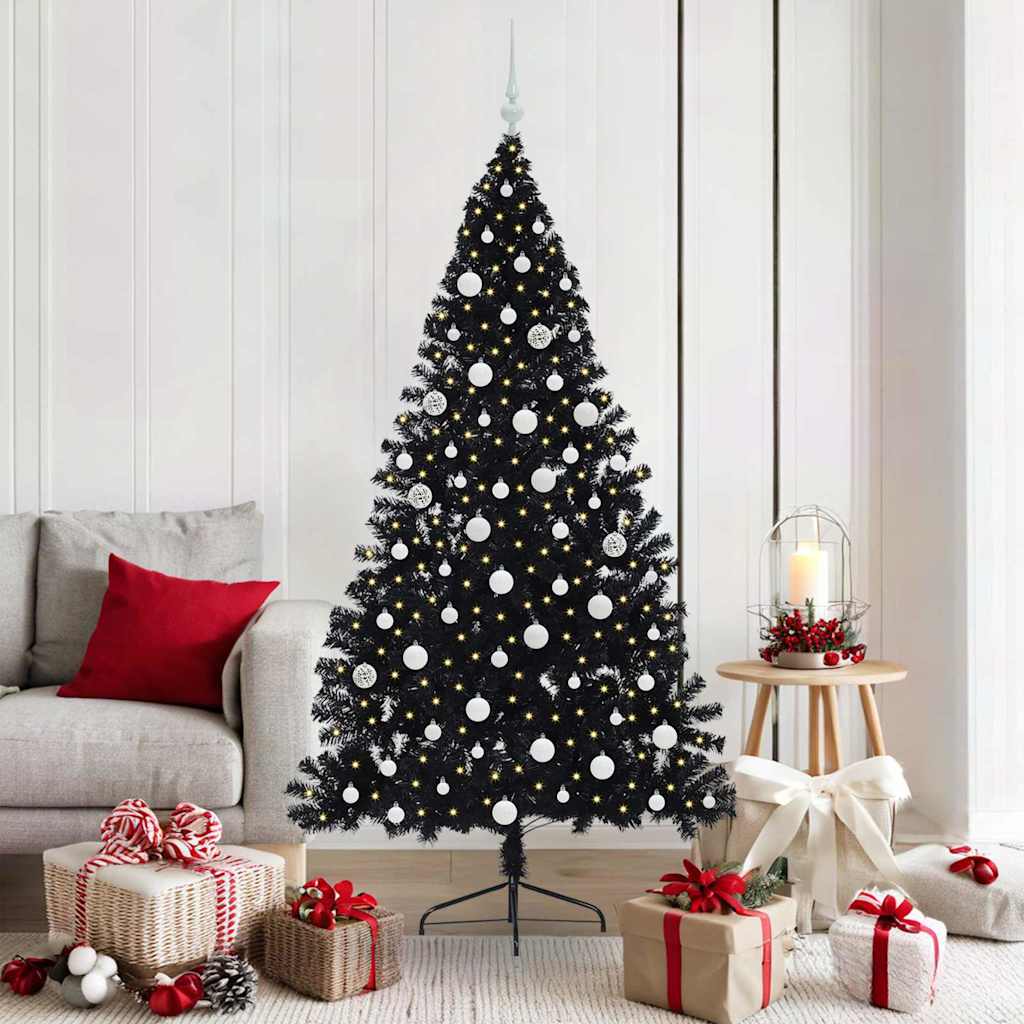 Künstlicher Vorbeleuchteter Weihnachtsbaum Pvc Schwarz