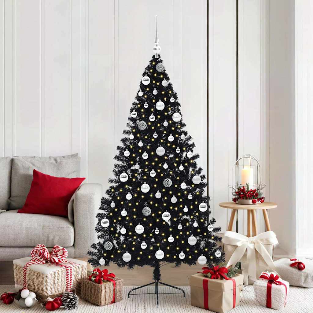 Künstlicher Vorbeleuchteter Weihnachtsbaum Pvc Schwarz