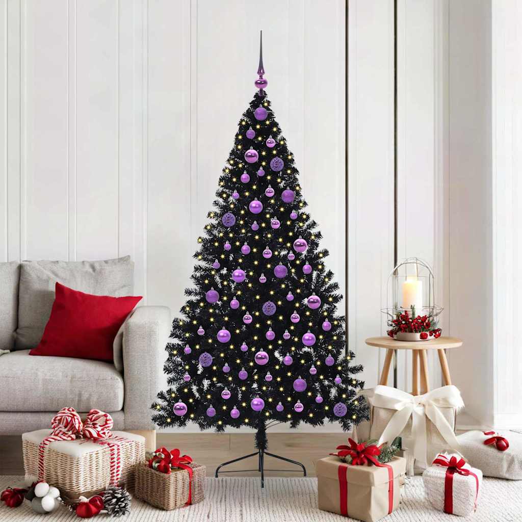 Künstlicher Vorbeleuchteter Weihnachtsbaum Pvc Schwarz