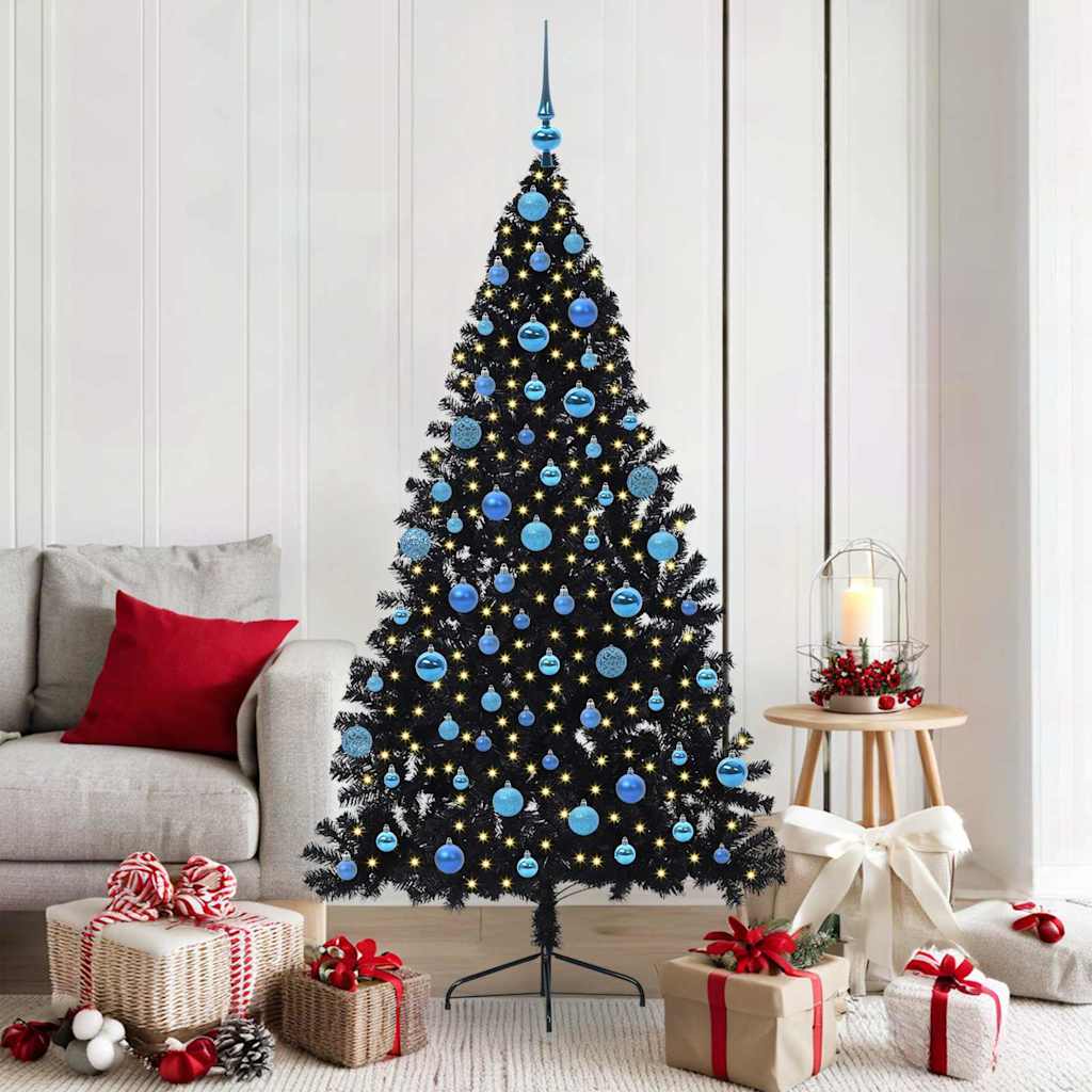 Künstlicher Vorbeleuchteter Weihnachtsbaum Pvc Schwarz