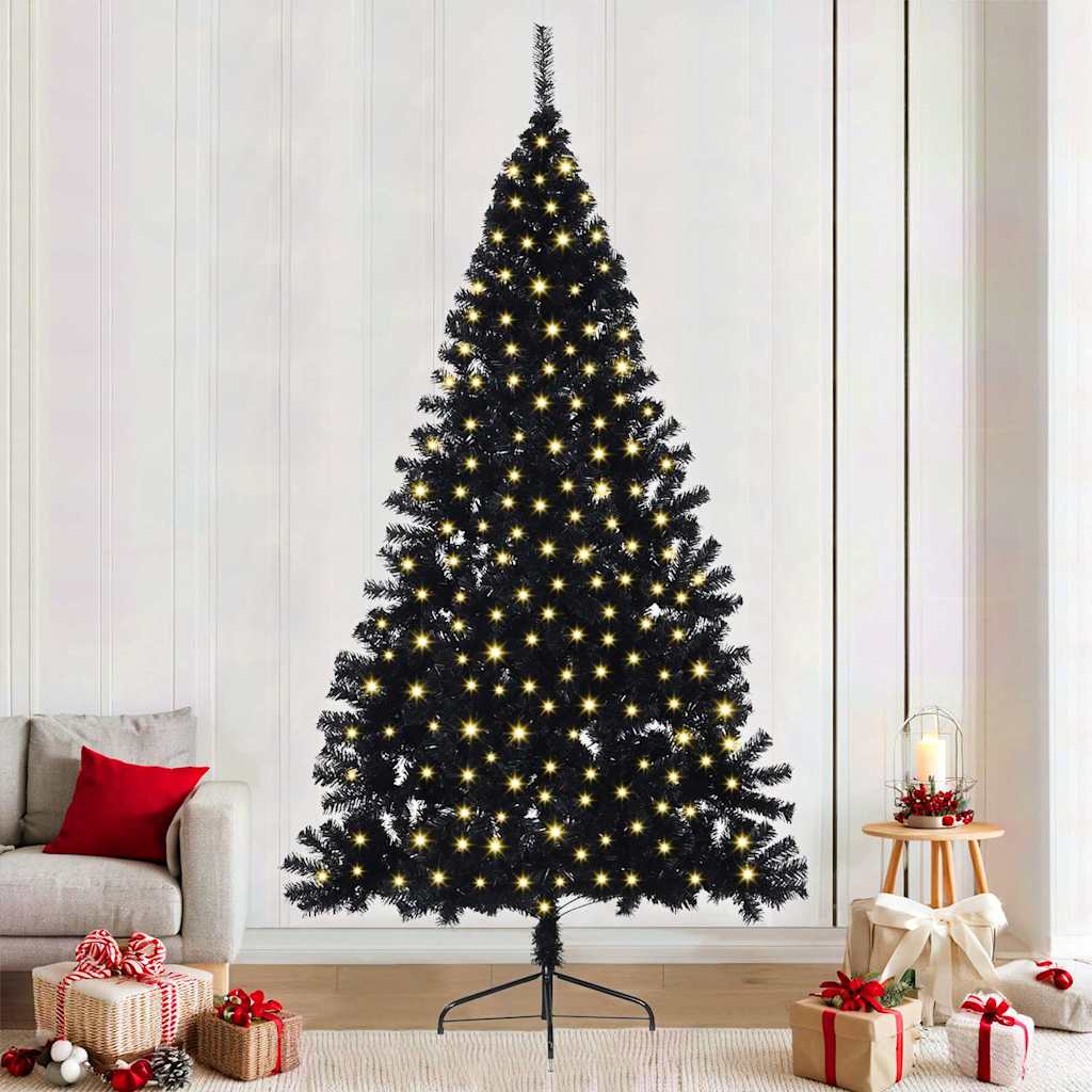 Künstlicher Vorbeleuchteter Weihnachtsbaum Pvc Schwarz