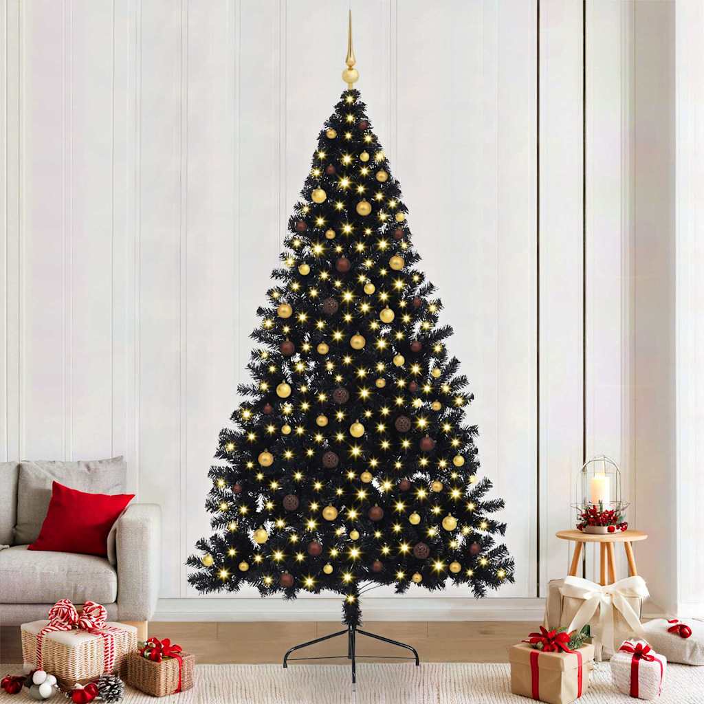 Künstlicher Vorbeleuchteter Weihnachtsbaum Pvc Schwarz