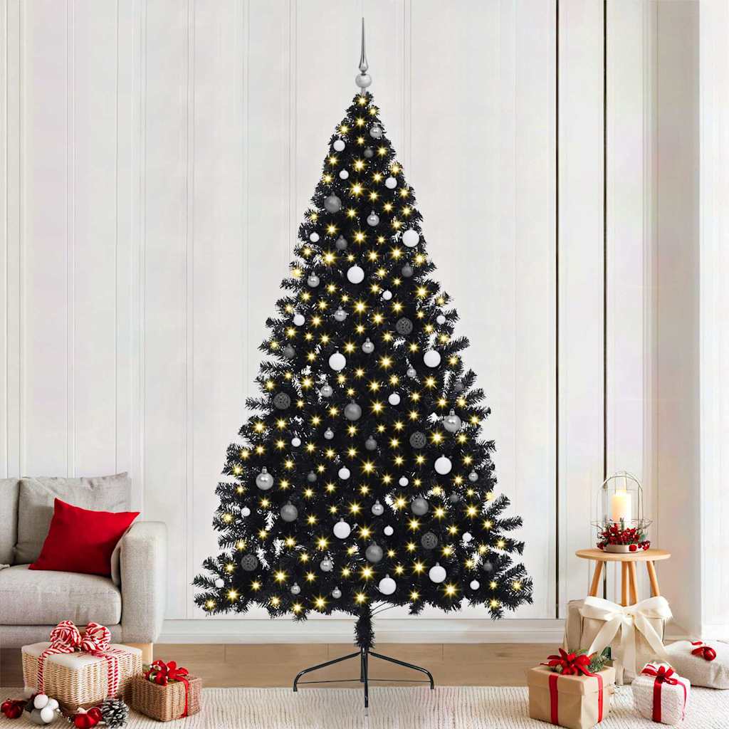 Künstlicher Vorbeleuchteter Weihnachtsbaum Pvc Schwarz
