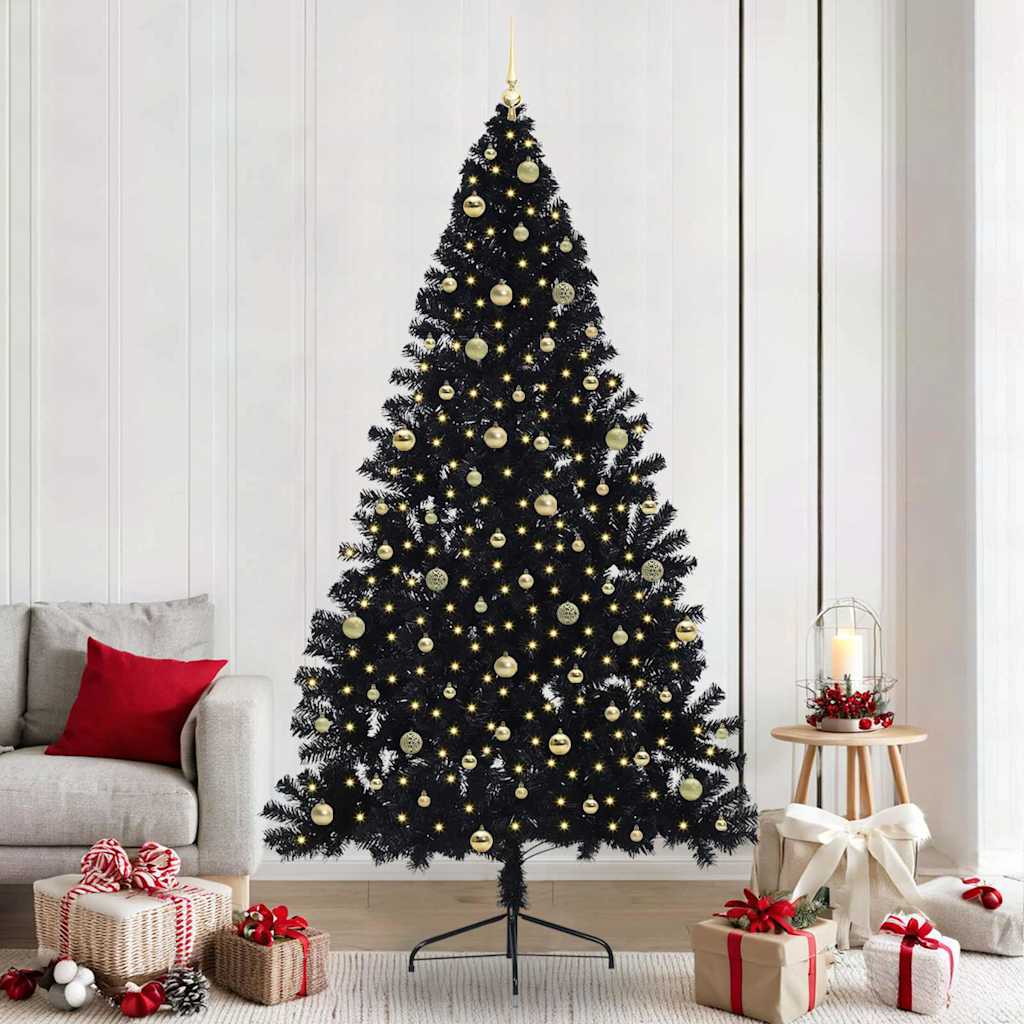 Künstlicher Vorbeleuchteter Weihnachtsbaum Pvc Schwarz