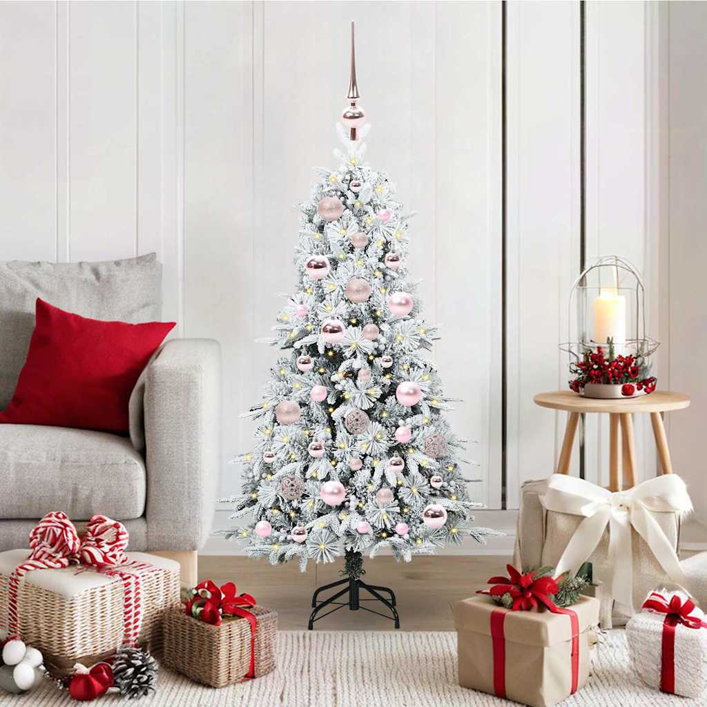 Künstlicher Klappbarer Weihnachtsbaum Grün Pe Und Pvc Grün Und Weiß