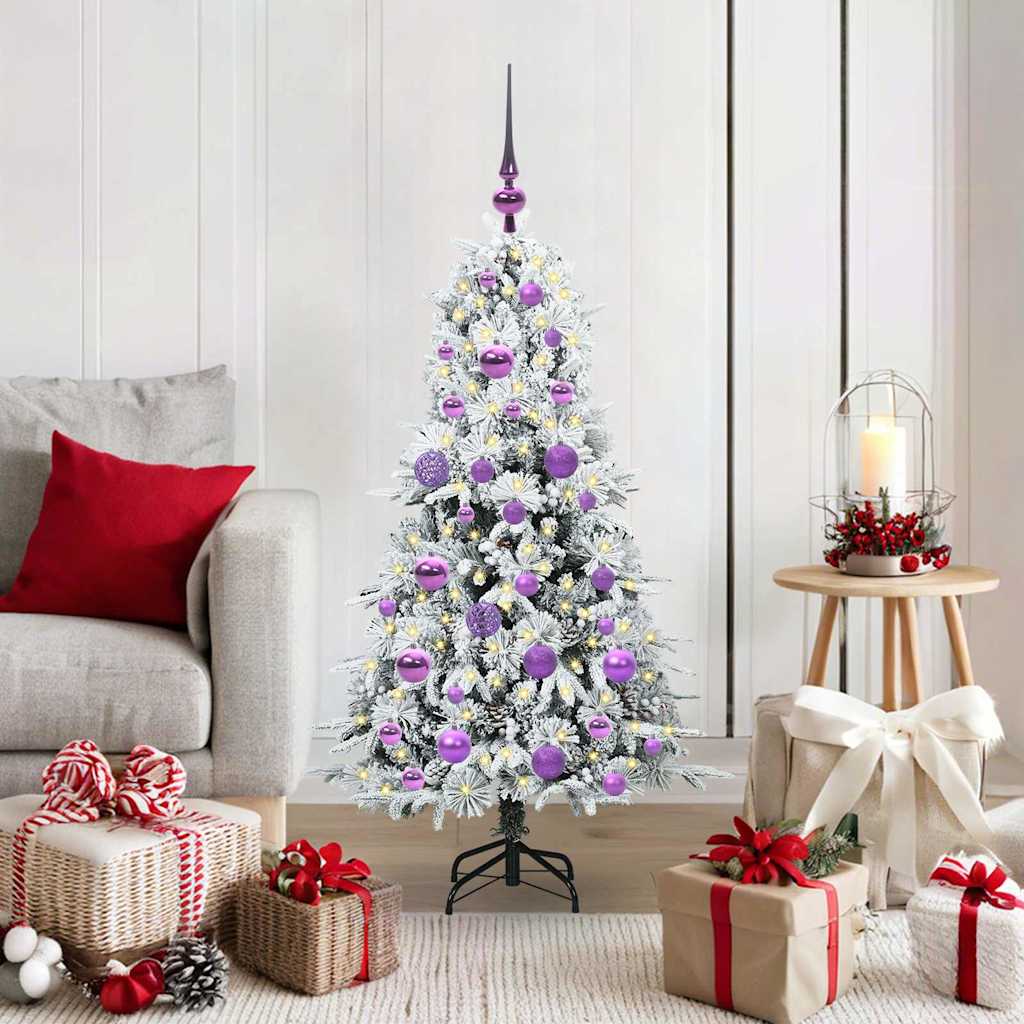 Künstlicher Klappbarer Weihnachtsbaum Grün Pe Und Pvc Grün Und Weiß