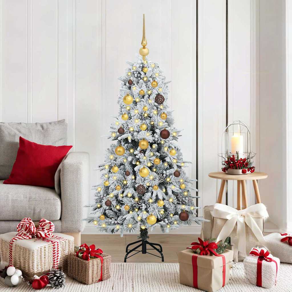 Künstlicher Klappbarer Weihnachtsbaum Grün Pe Und Pvc Grün Und Weiß
