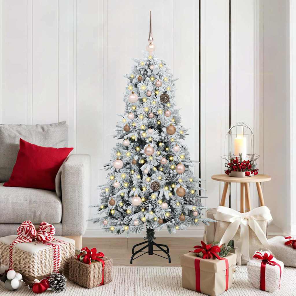 Künstlicher Klappbarer Weihnachtsbaum Grün Pe Und Pvc Grün Und Weiß