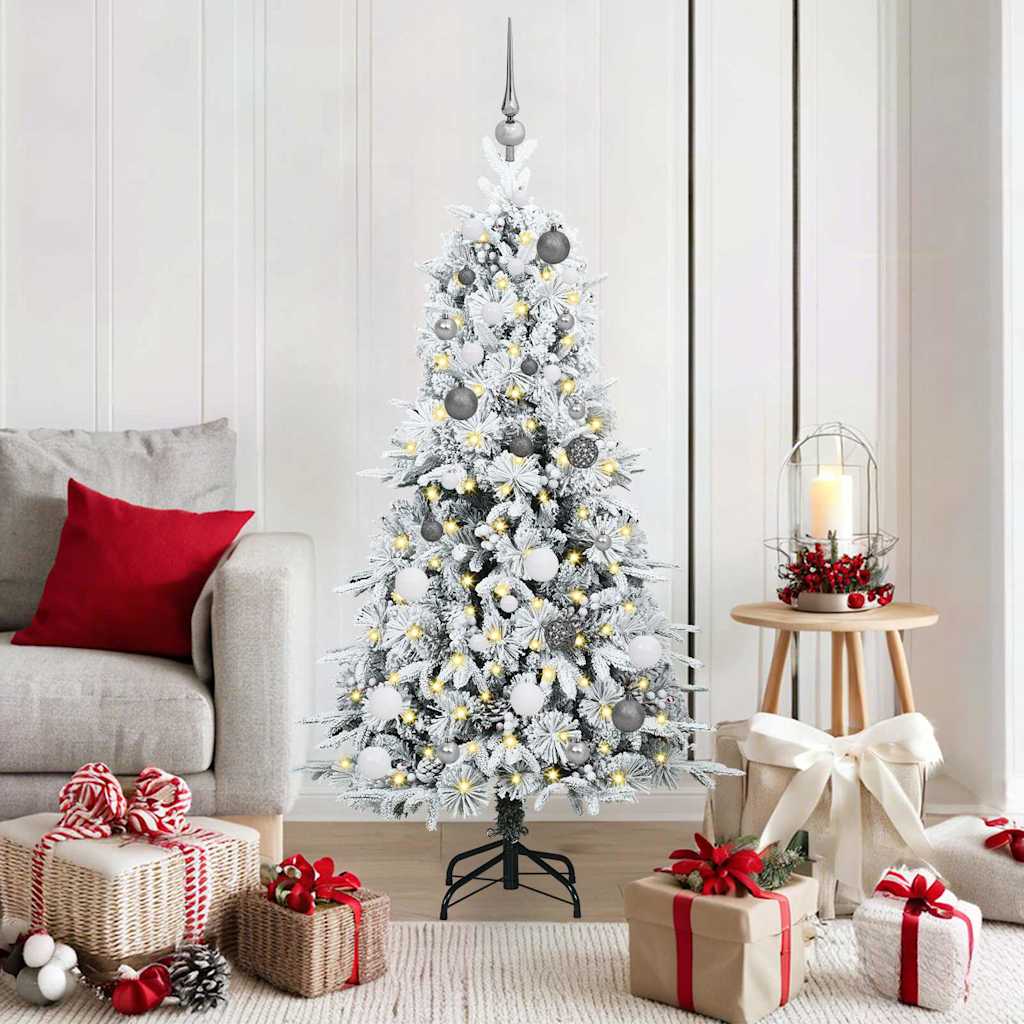 Künstlicher Klappbarer Weihnachtsbaum Grün Pe Und Pvc Grün Und Weiß