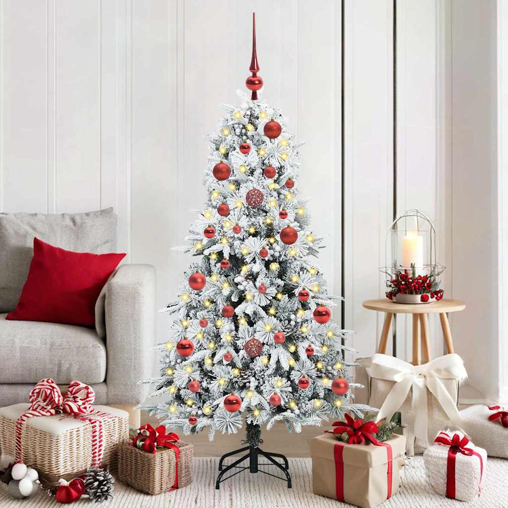 Künstlicher Klappbarer Weihnachtsbaum Grün Pe Und Pvc Grün Und Weiß