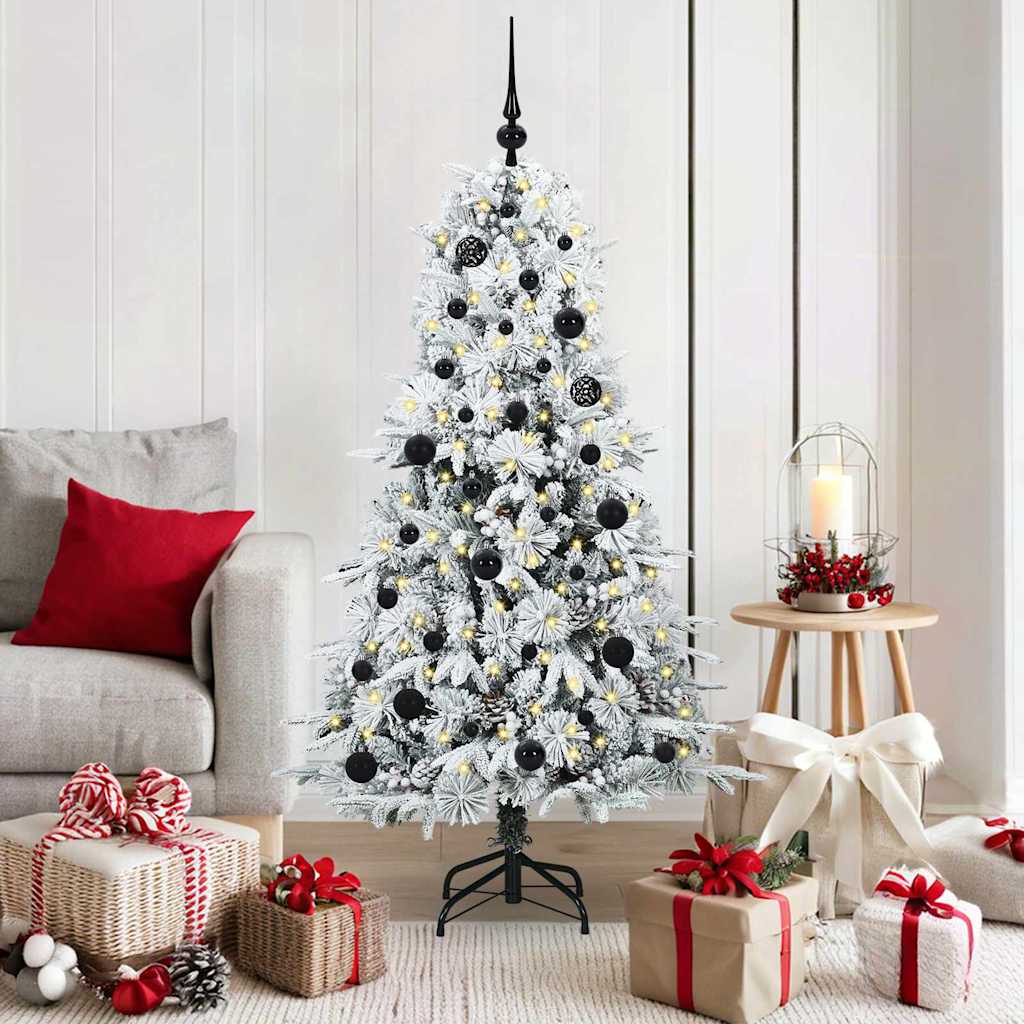 Künstlicher Klappbarer Weihnachtsbaum Grün Pe Und Pvc Grün Und Weiß