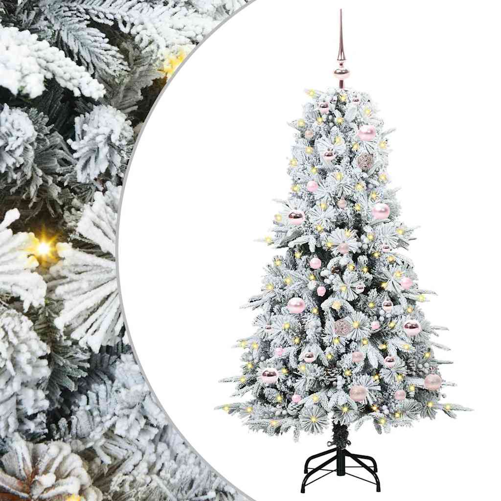 Künstlicher Klappbarer Weihnachtsbaum Grün Pe Und Pvc Grün Und Weiß