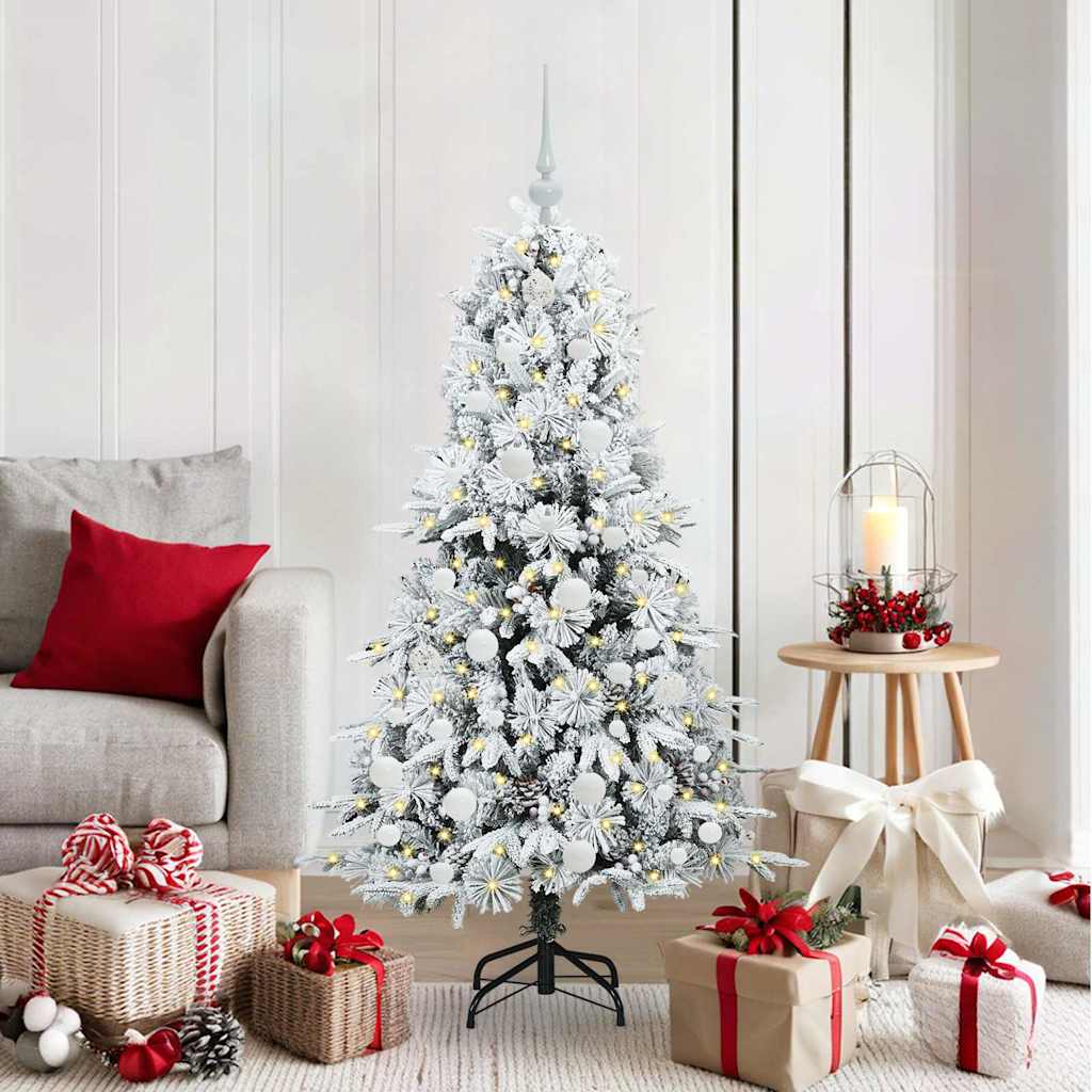 Künstlicher Klappbarer Weihnachtsbaum Grün Pe Und Pvc Grün Und Weiß