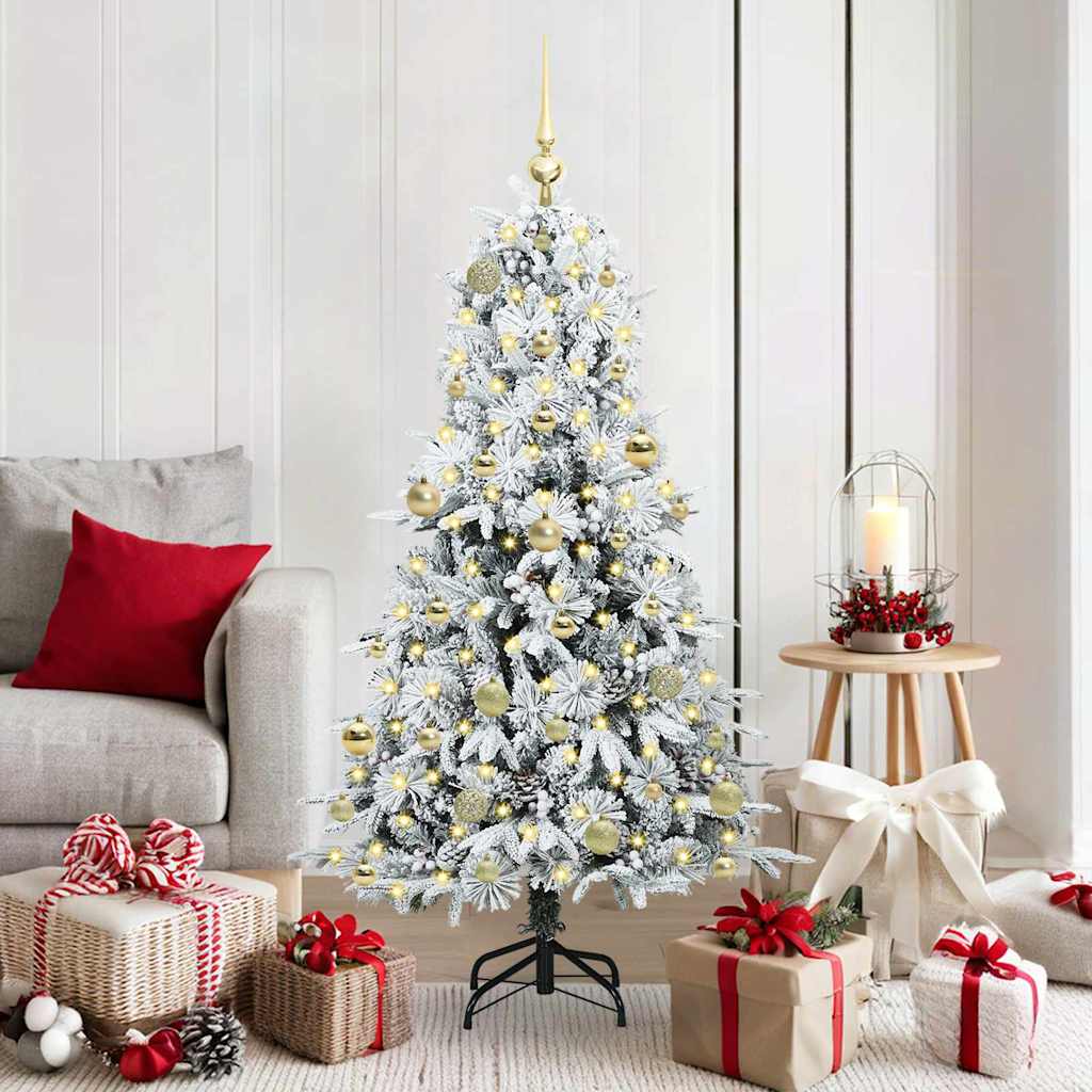 Künstlicher Klappbarer Weihnachtsbaum Grün Pe Und Pvc Grün Und Weiß
