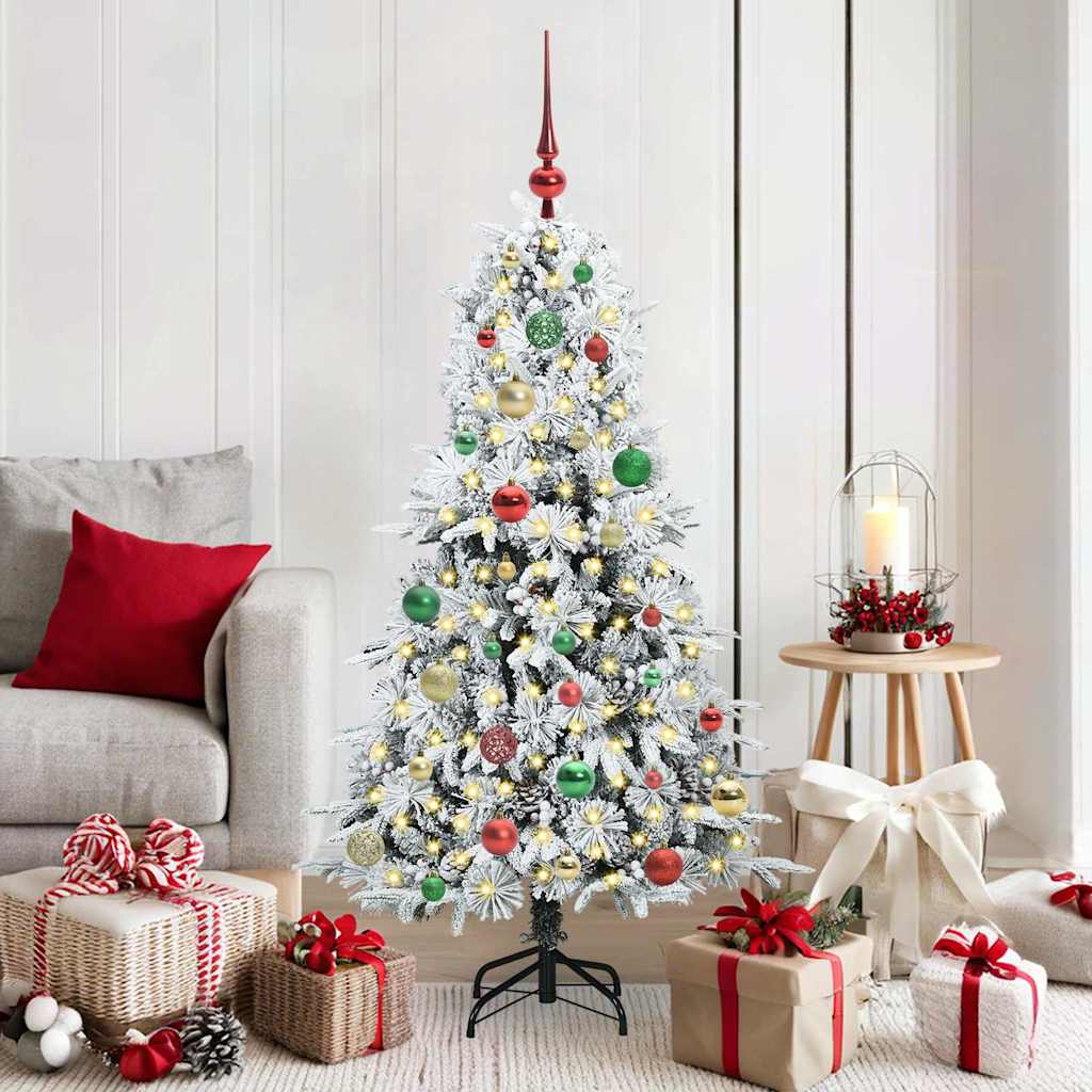 Künstlicher Klappbarer Weihnachtsbaum Grün Pe Und Pvc Grün Und Weiß