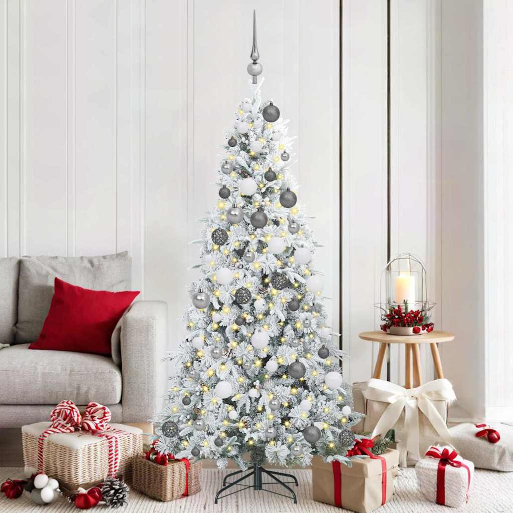 Künstlicher Klappbarer Weihnachtsbaum Grün Pe Und Pvc Grün Und Weiß