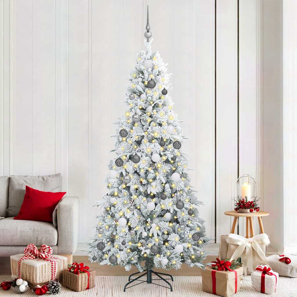 Künstlicher Klappbarer Weihnachtsbaum Grün Pe Und Pvc Grün Und Weiß