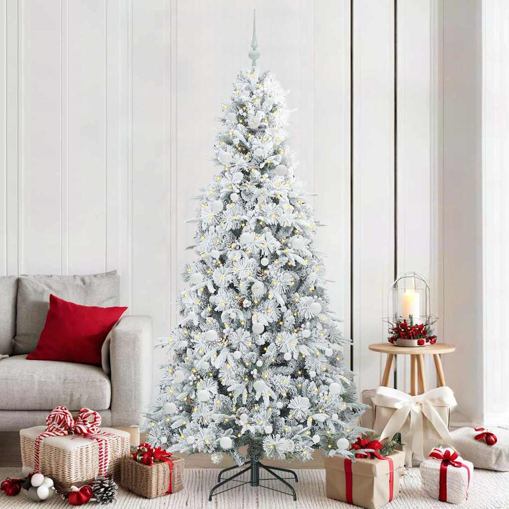 Künstlicher Klappbarer Weihnachtsbaum Grün Pe Und Pvc Grün Und Weiß