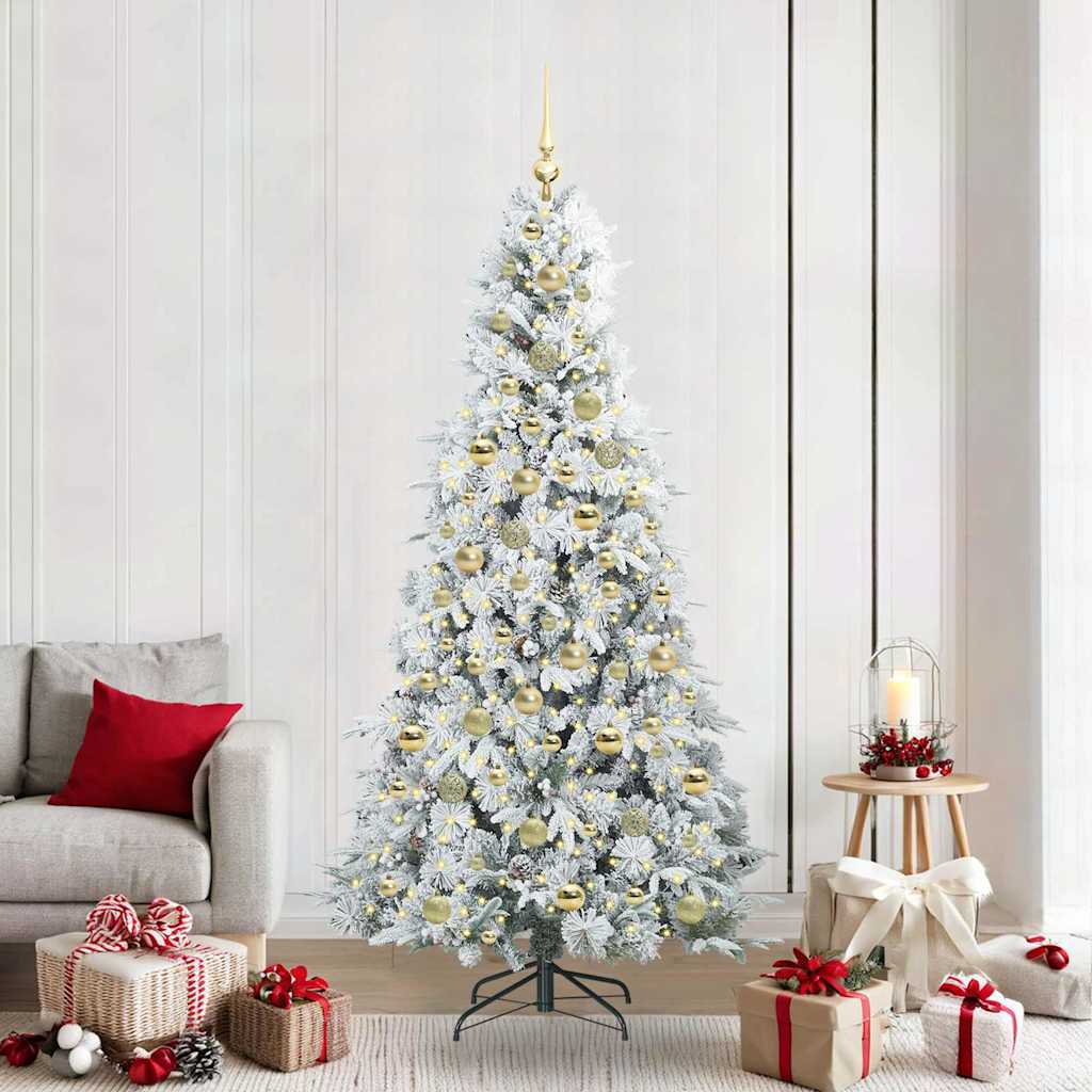 Künstlicher Klappbarer Weihnachtsbaum Grün Pe Und Pvc Grün Und Weiß