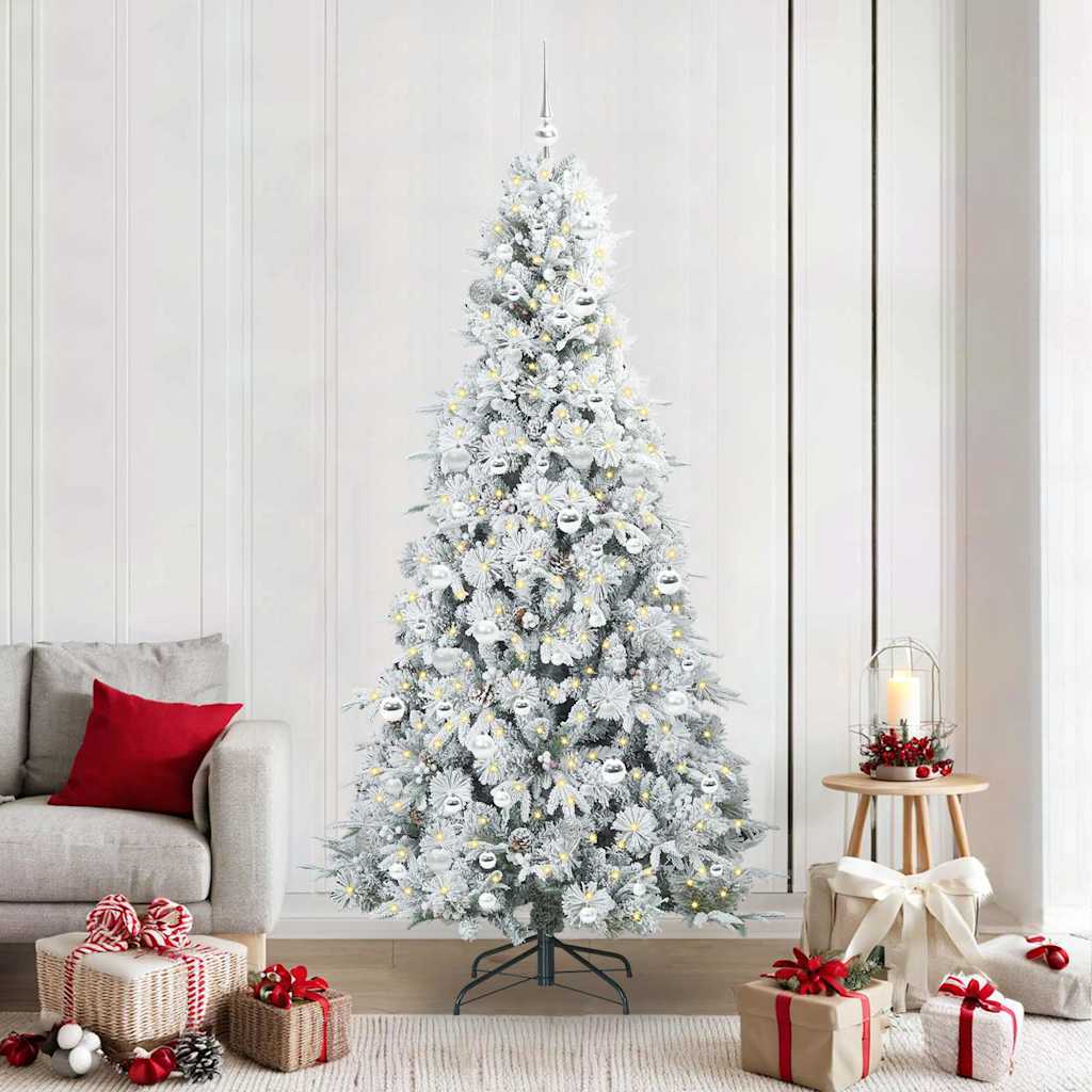 Künstlicher Klappbarer Weihnachtsbaum Grün Pe Und Pvc Grün Und Weiß