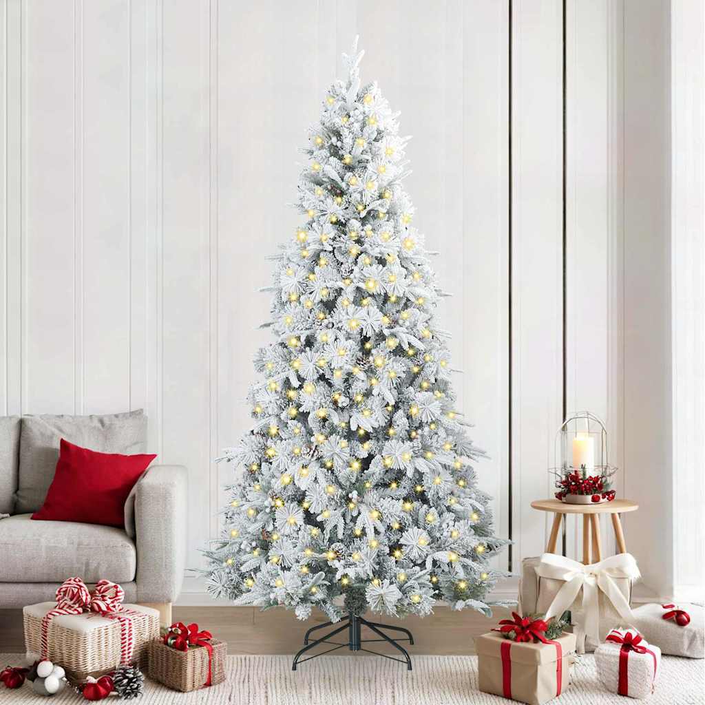 Künstlicher Klappbarer Weihnachtsbaum Grün Pe Und Pvc Grün Und Weiß