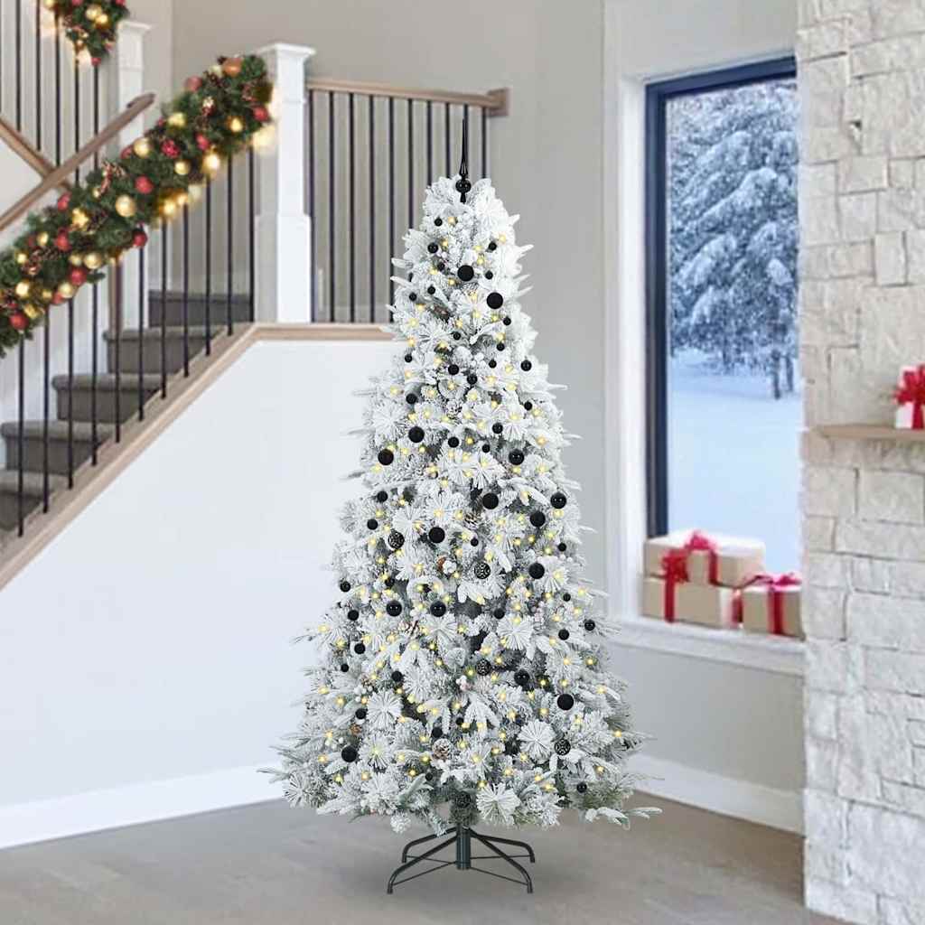 Künstlicher Klappbarer Weihnachtsbaum Grün Pe Und Pvc Grün Und Weiß