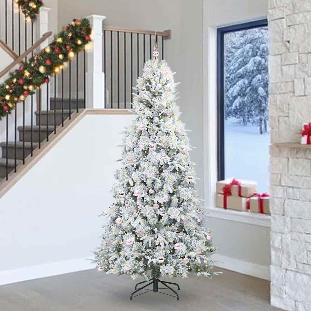 Künstlicher Klappbarer Weihnachtsbaum Grün Pe Und Pvc Grün Und Weiß