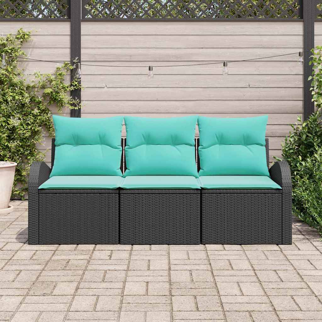 Garten-Sofa-Set 3 Pcs Poly Rattan
