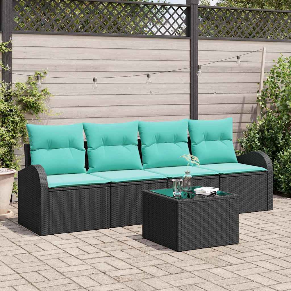 Gartensofa-Set Mit Kissen 5 Pcs Poly-Rattan