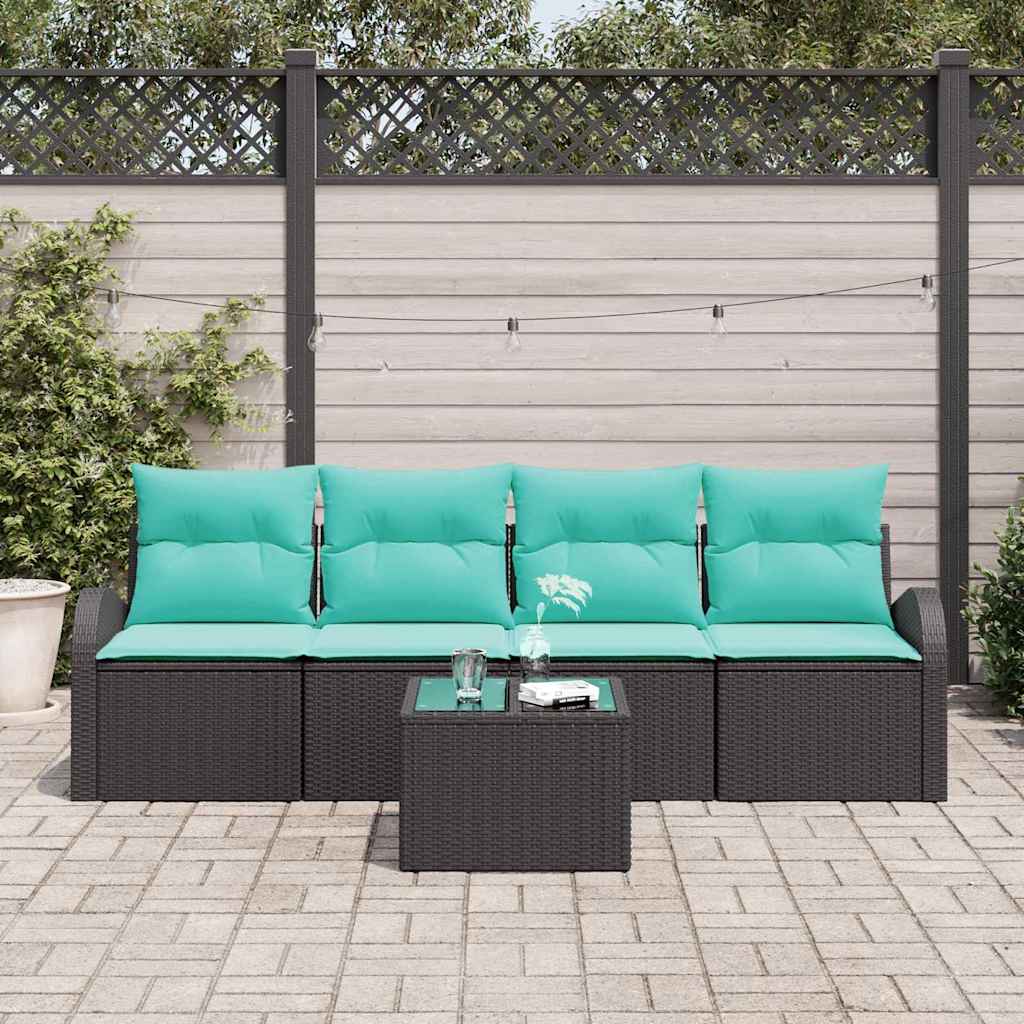 Gartensofa-Set Mit Kissen 5 Pcs Poly-Rattan