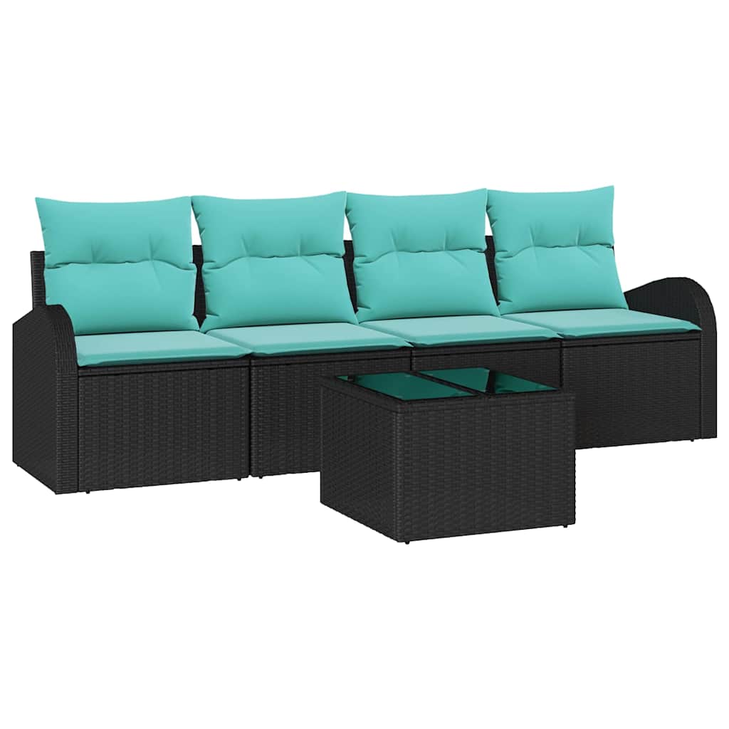 Gartensofa-Set Mit Kissen 5 Pcs Poly-Rattan