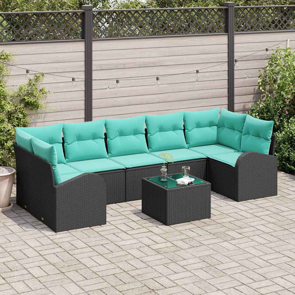 Gartensofa-Set Mit Kissen 8 Pcs Poly-Rattan
