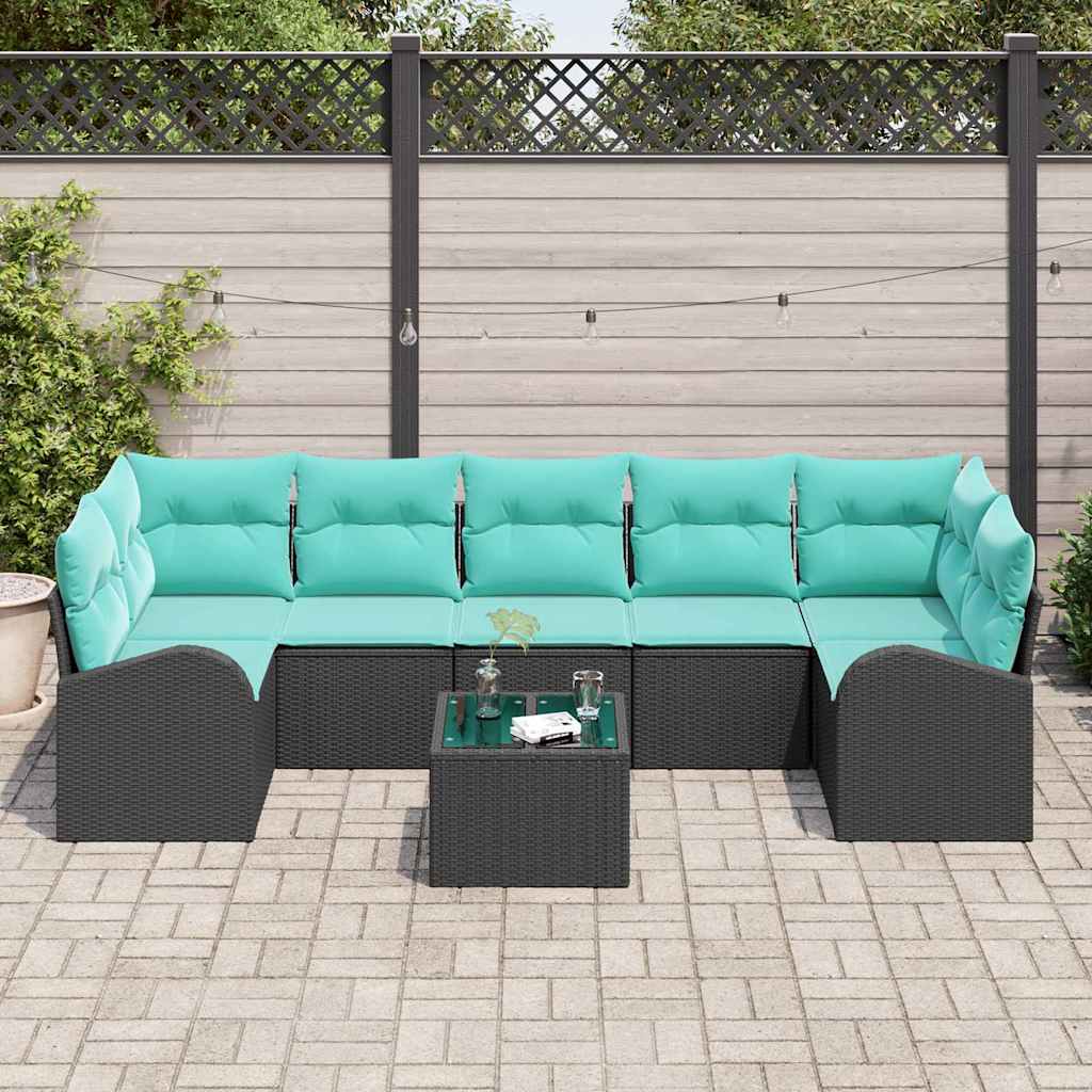 Gartensofa-Set Mit Kissen 8 Pcs Poly-Rattan