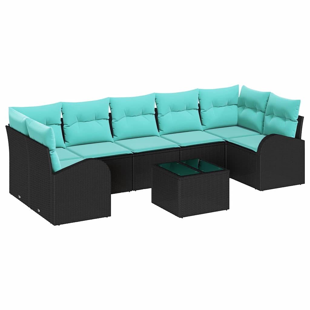 Gartensofa-Set Mit Kissen 8 Pcs Poly-Rattan