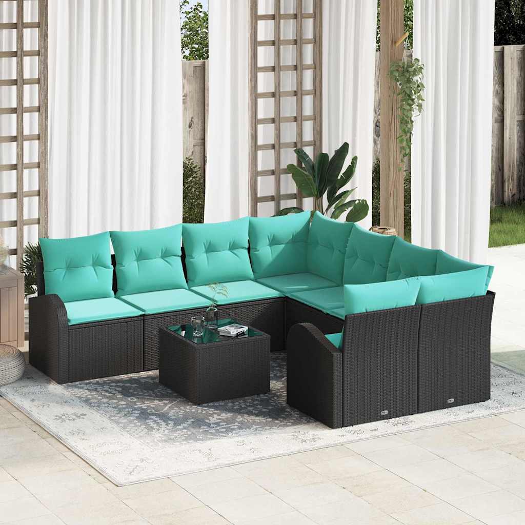 Sofa Set Mit Kissen 9 Pcs Poly-Rattan