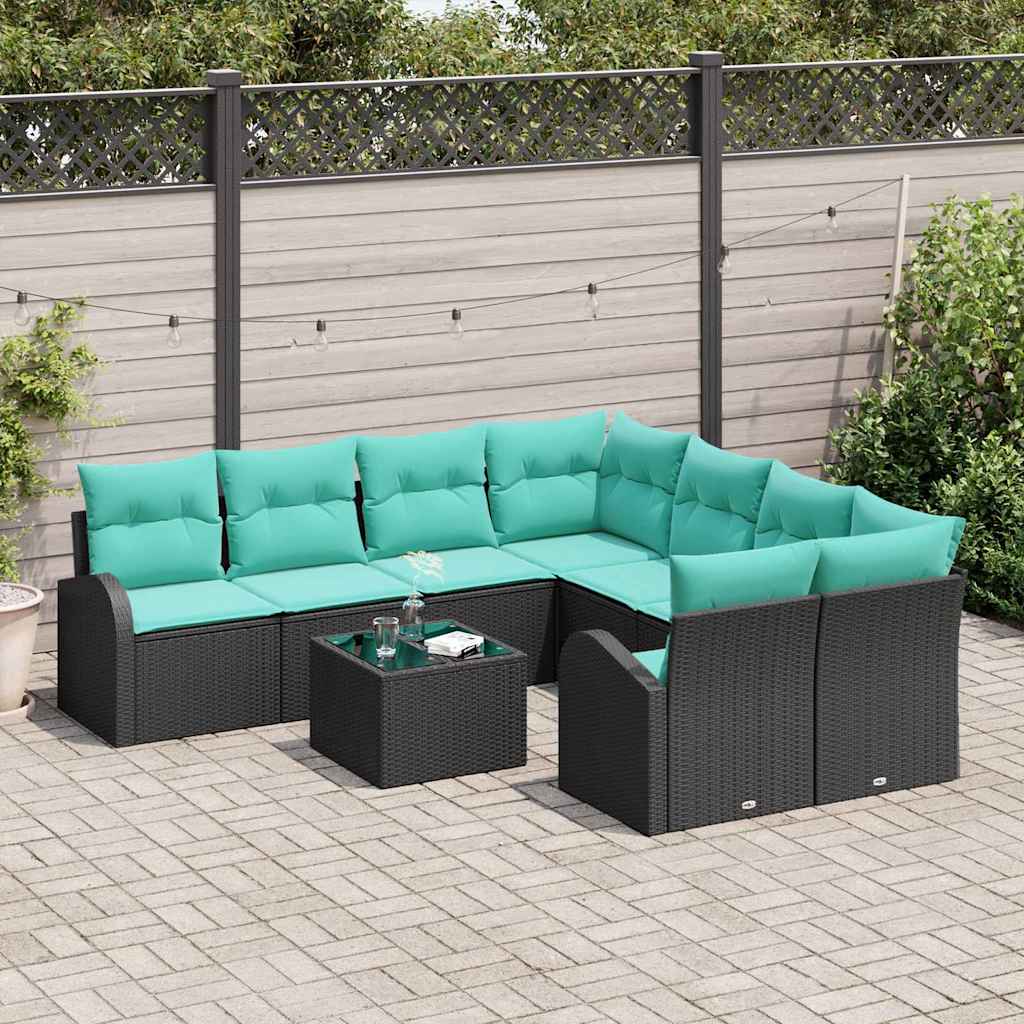 Sofa Set Mit Kissen 9 Pcs Poly-Rattan