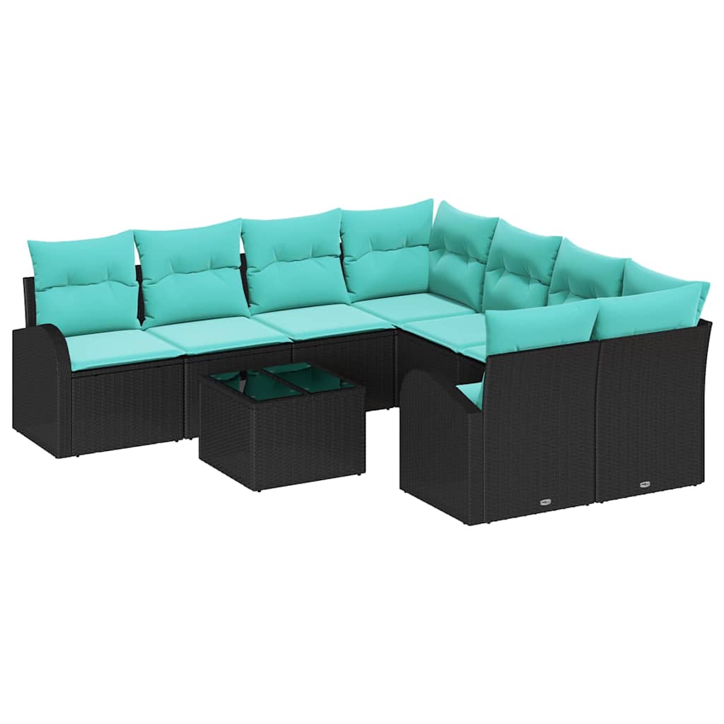 Sofa Set Mit Kissen 9 Pcs Poly-Rattan