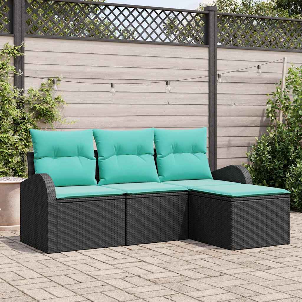 Sofa Set Mit Kissen 4 Pcs Poly-Rattan