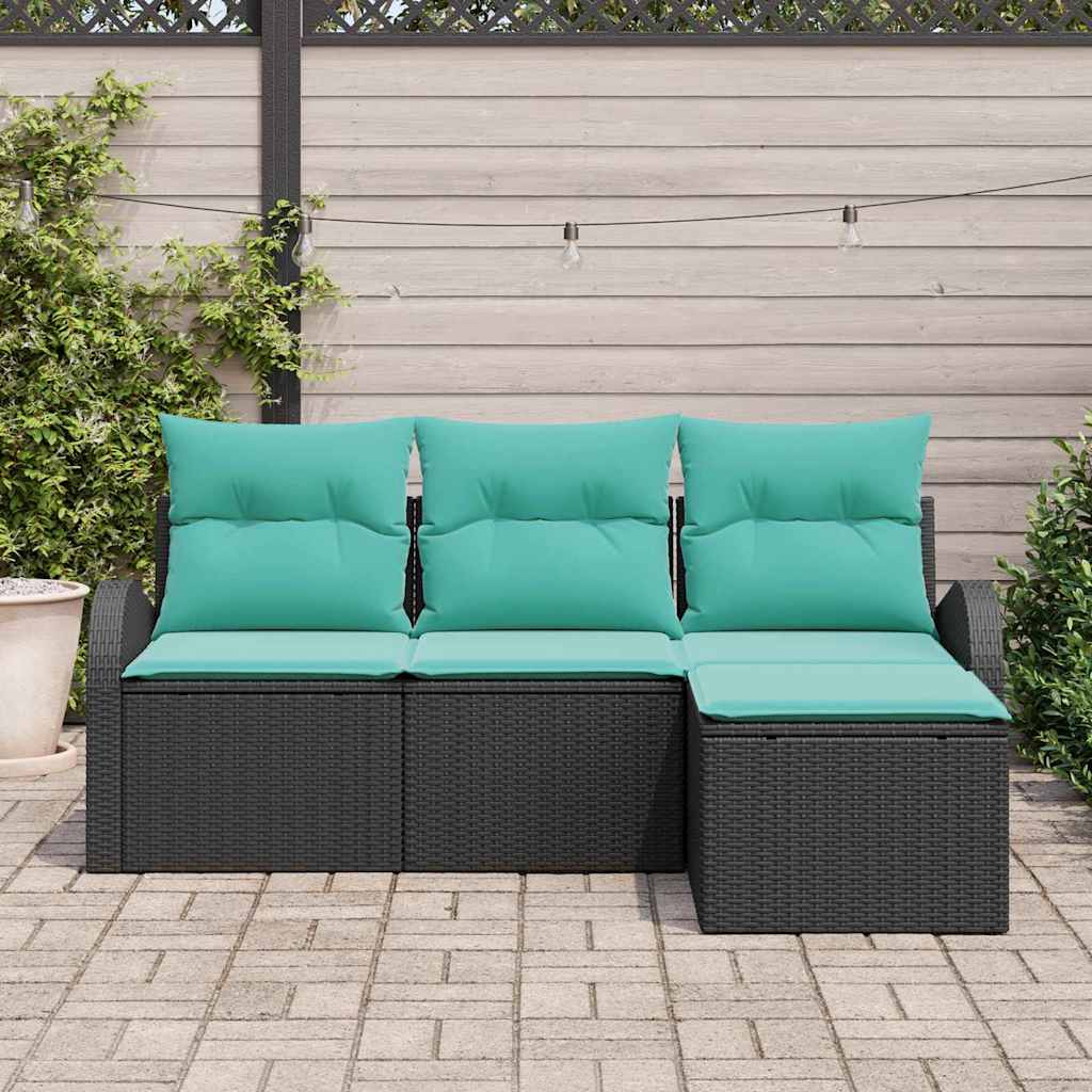 Sofa Set Mit Kissen 4 Pcs Poly-Rattan