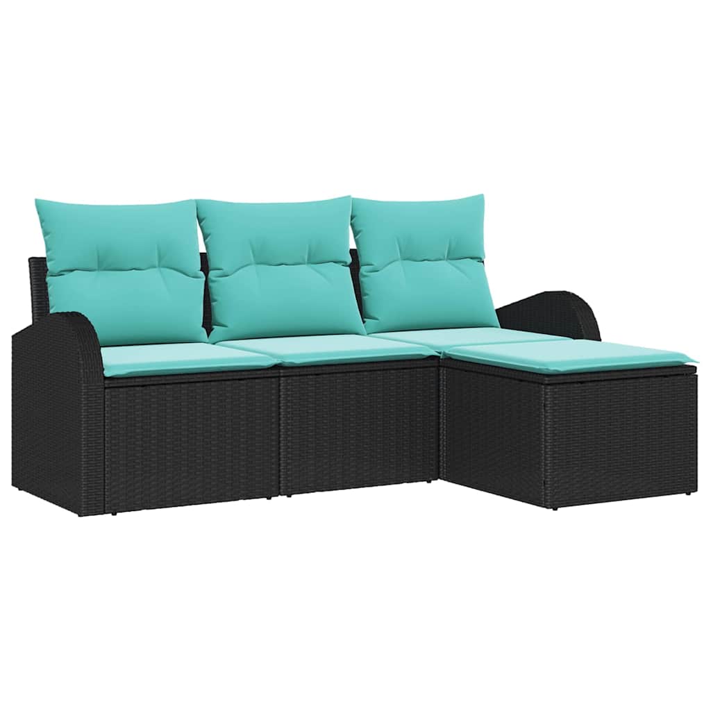 Sofa Set Mit Kissen 4 Pcs Poly-Rattan