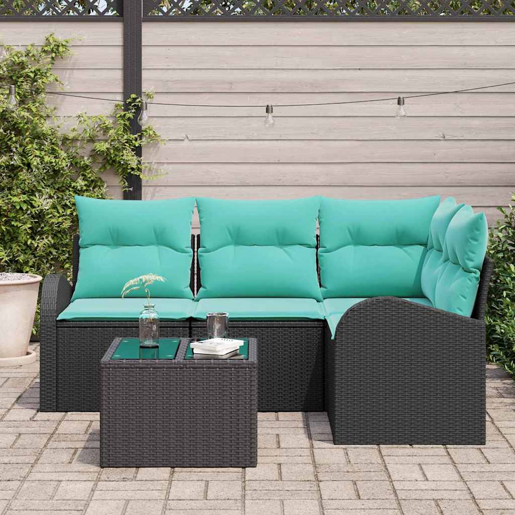 Gartensofa-Set Mit Kissen 5 Pcs Poly-Rattan