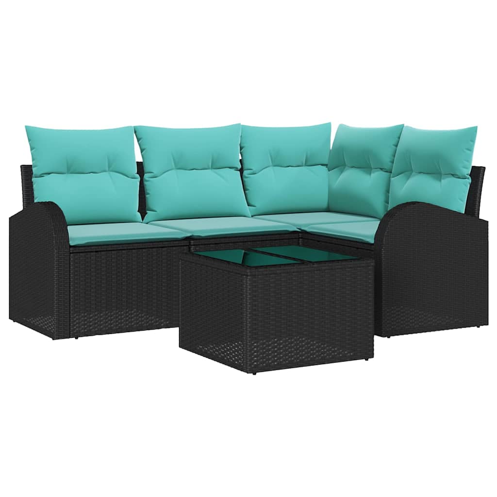 Gartensofa-Set Mit Kissen 5 Pcs Poly-Rattan