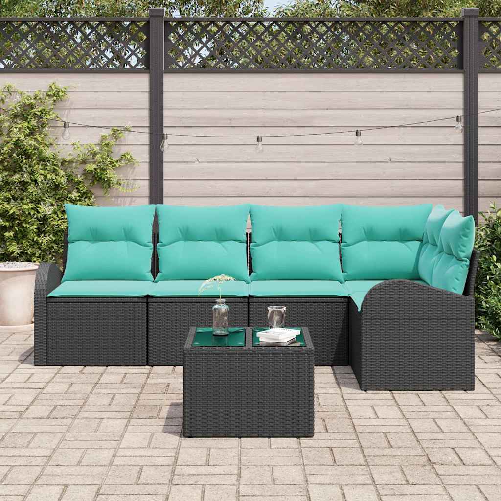 Gartensofa-Set Mit Kissen 6 Pcs Poly-Rattan