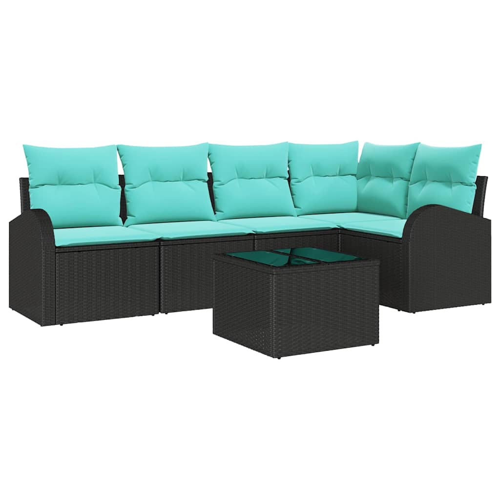 Gartensofa-Set Mit Kissen 6 Pcs Poly-Rattan