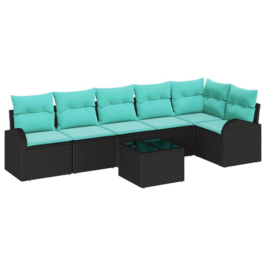Gartensofa-Set Mit Kissen 7 Pcs Poly-Rattan