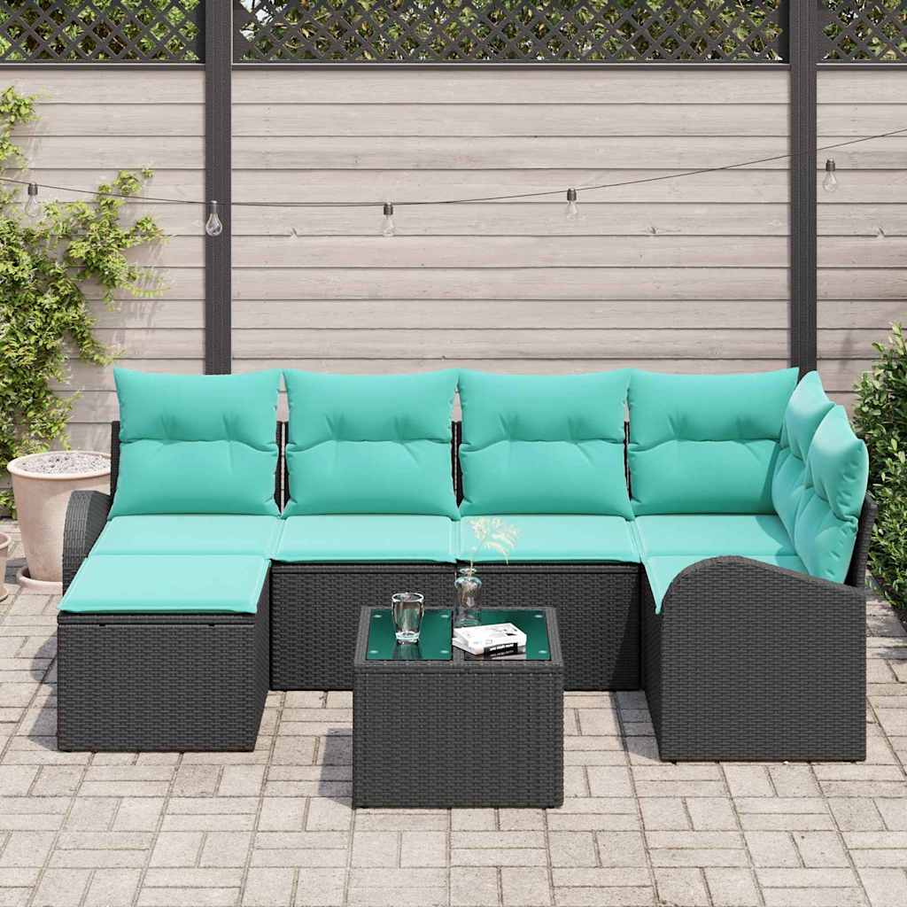 Sofa Set Mit Kissen 7 Pcs Poly-Rattan