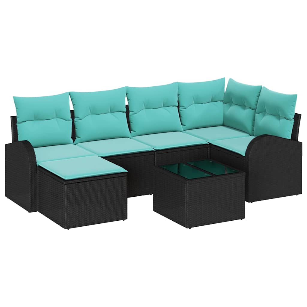 Sofa Set Mit Kissen 7 Pcs Poly-Rattan