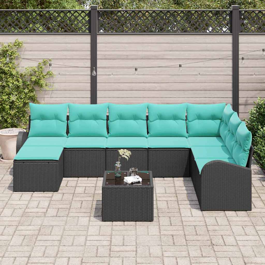 Sofa Set Mit Kissen 9 Pcs Poly-Rattan